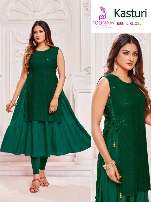 Poonam Kasturi  rayon Fancy Wear Anarkali Kurti Collection